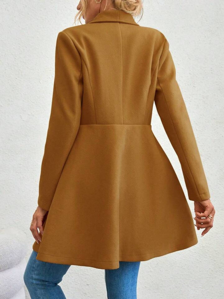 Monique – Collared Neck Button-Up Long Sleeve Coat