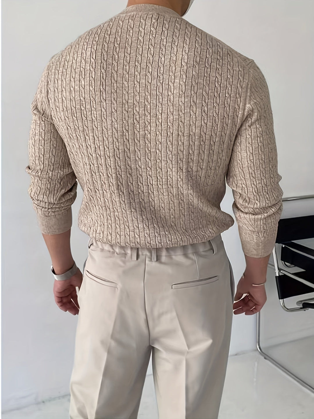 Maximilian – Crew Neck Cable Knit Sweater