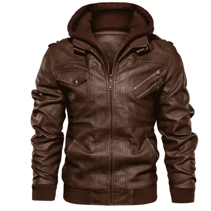 Lorenzo – Leather Jacket with Removable Hood
