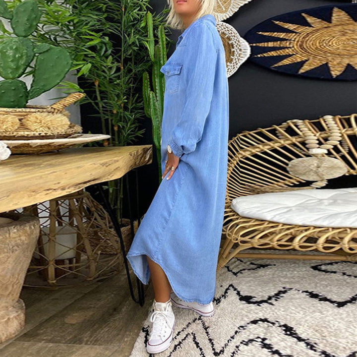 Ines - Long Sleeve Maxi Dress in Denim