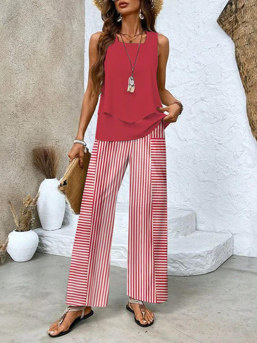 Jade - Chic Summer Set – Sleeveless Top & Wide Leg Pants