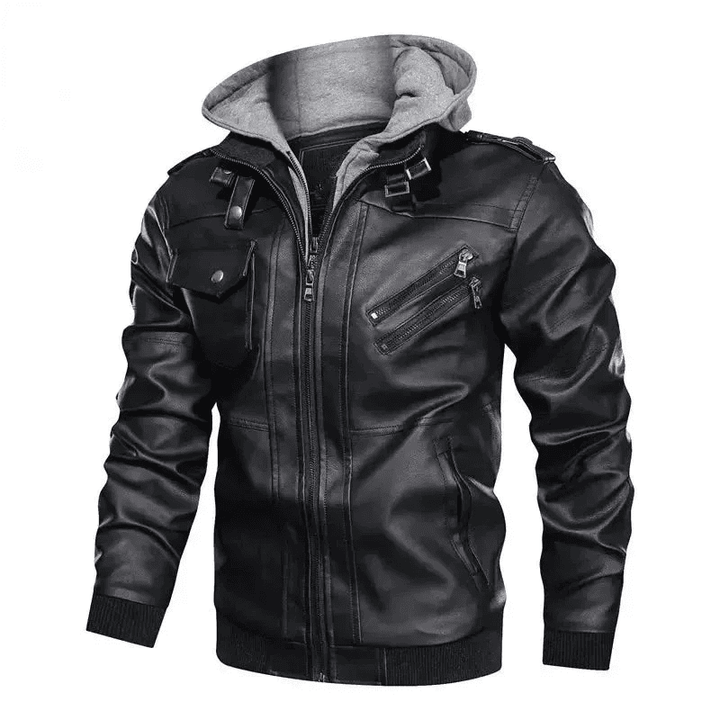 Lorenzo – Leather Jacket with Removable Hood
