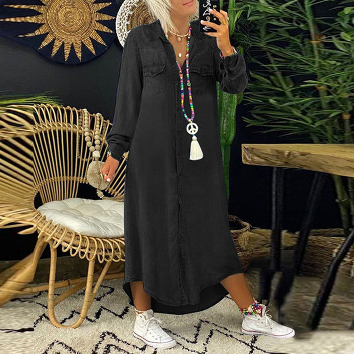 Ines - Long Sleeve Maxi Dress in Denim