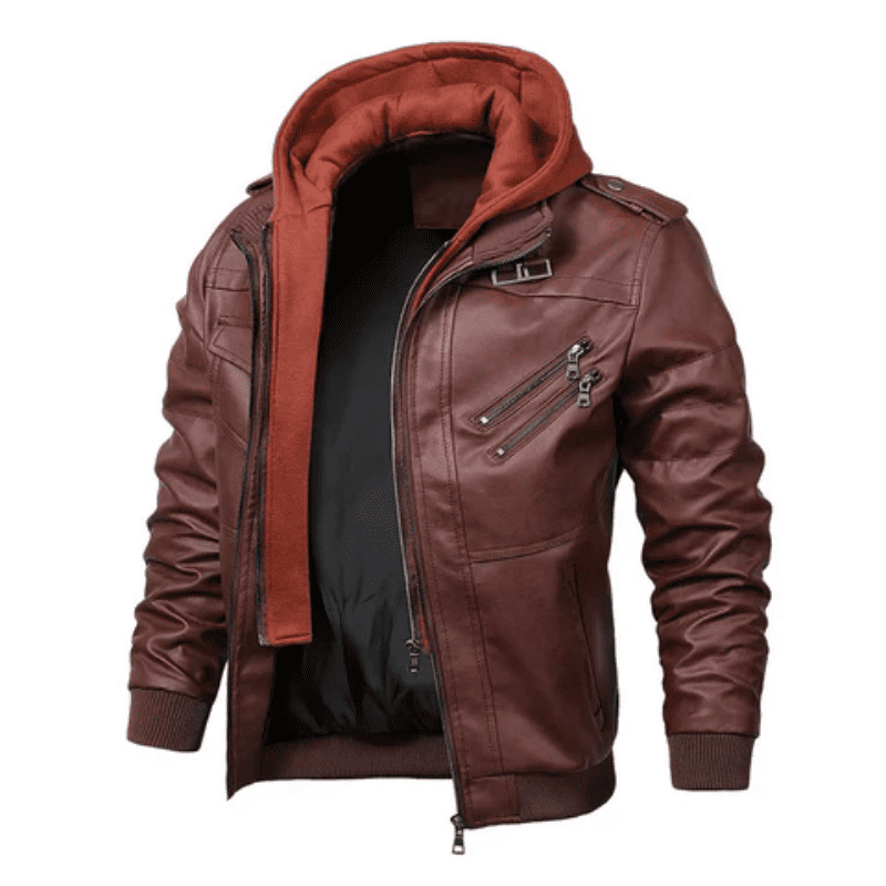Lorenzo – Leather Jacket with Removable Hood