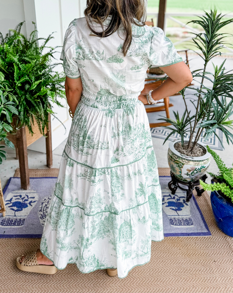 Eliza – Classic Toile Maxi Dress