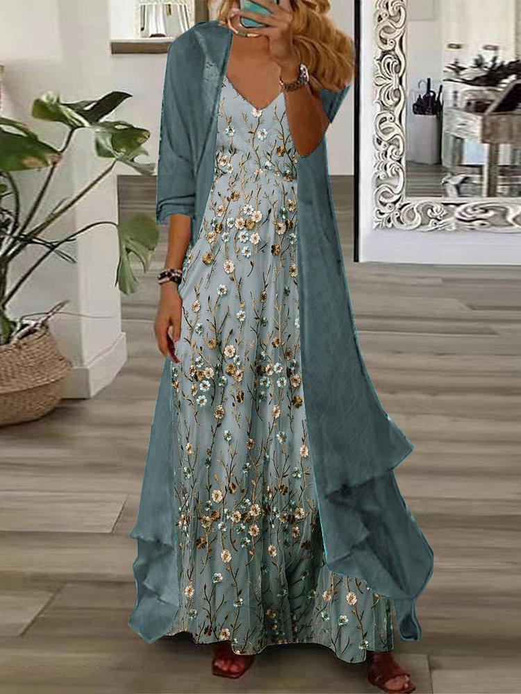 Della – Ditsy Floral Maxi Dress with Jacket