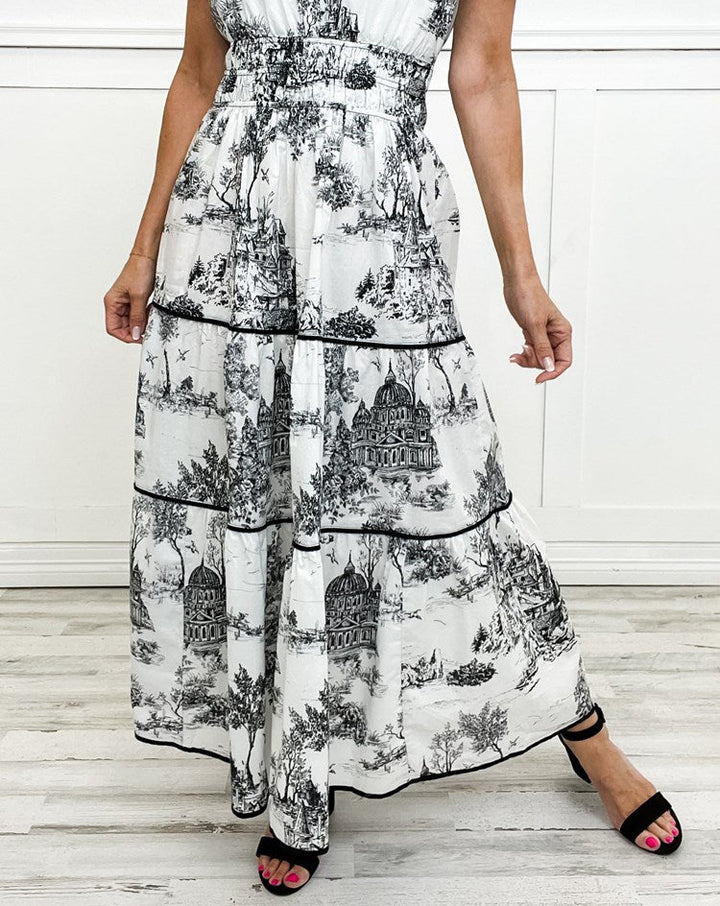Eliza – Classic Toile Maxi Dress