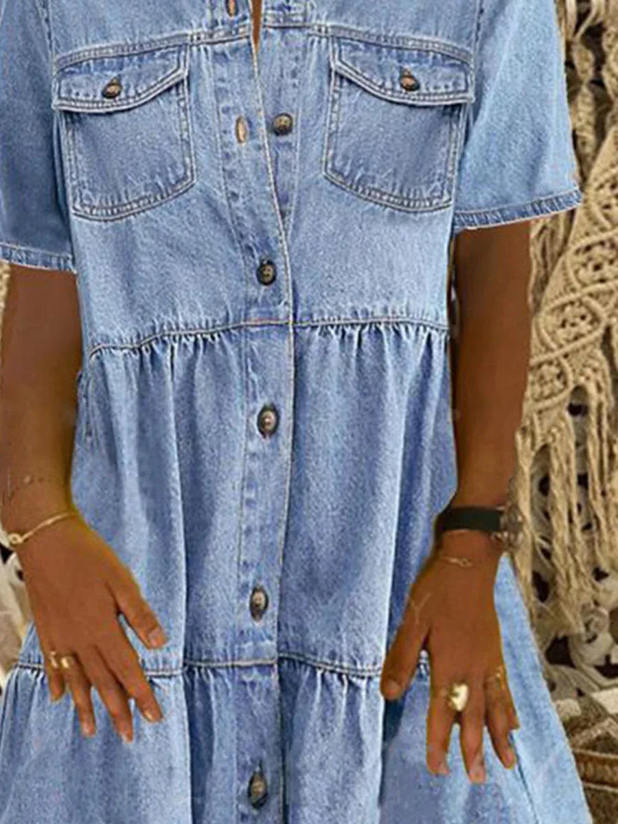 Amelia - Boho Denim Dress