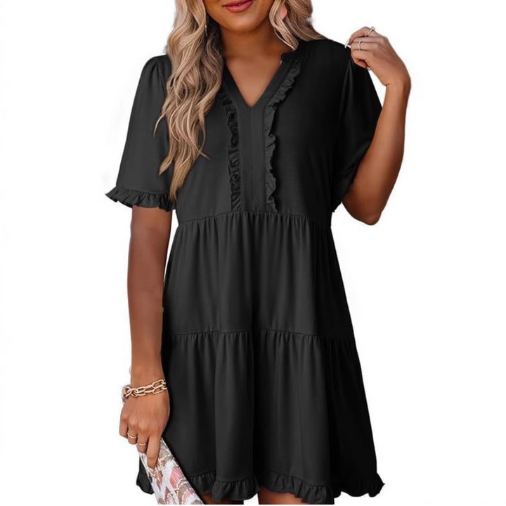 Shaila – Casual V-Neck Mini Dress