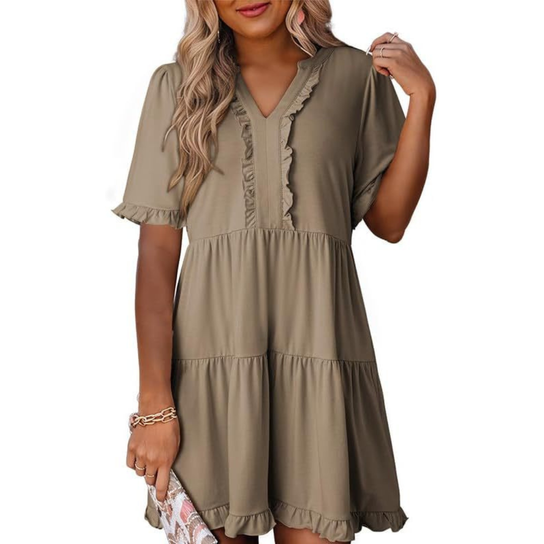 Shaila – Casual V-Neck Mini Dress