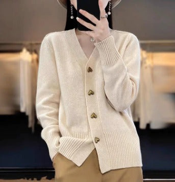 Every - Elegant Heart Button Cardigan