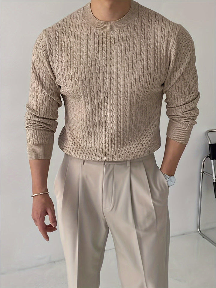 Maximilian – Crew Neck Cable Knit Sweater