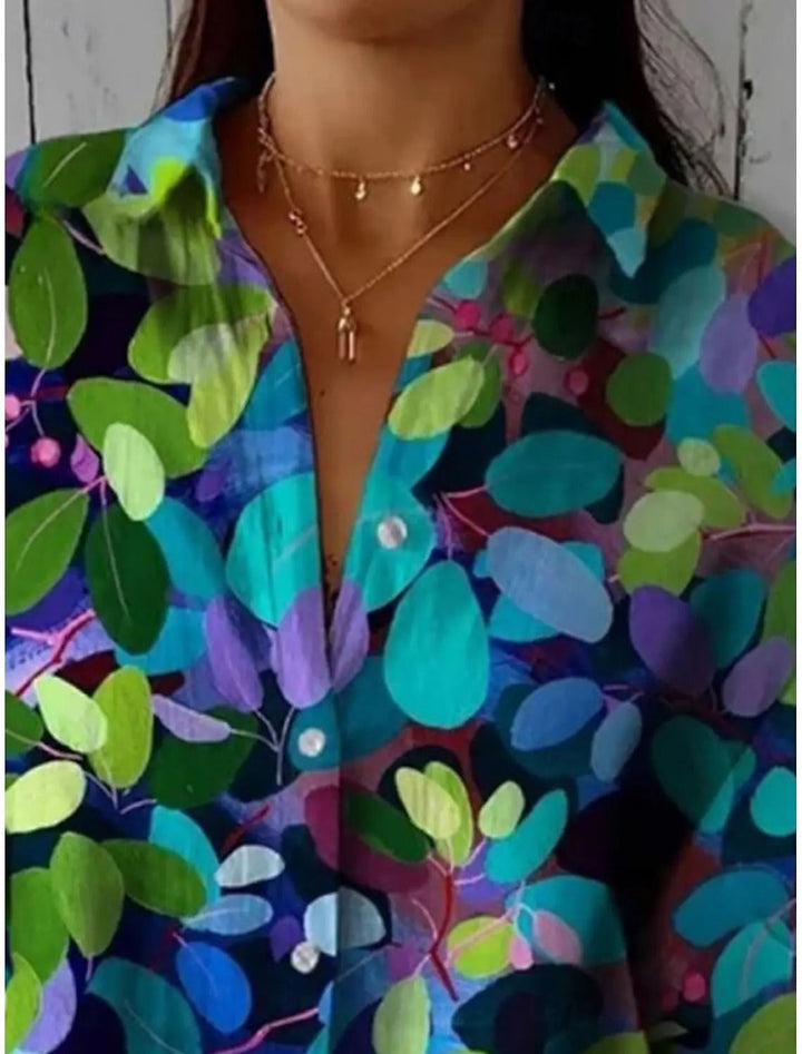 Talia – Colorful Print Button-Up Blouse