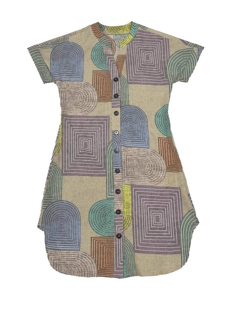 Julie – Artistic Button-Down Dress