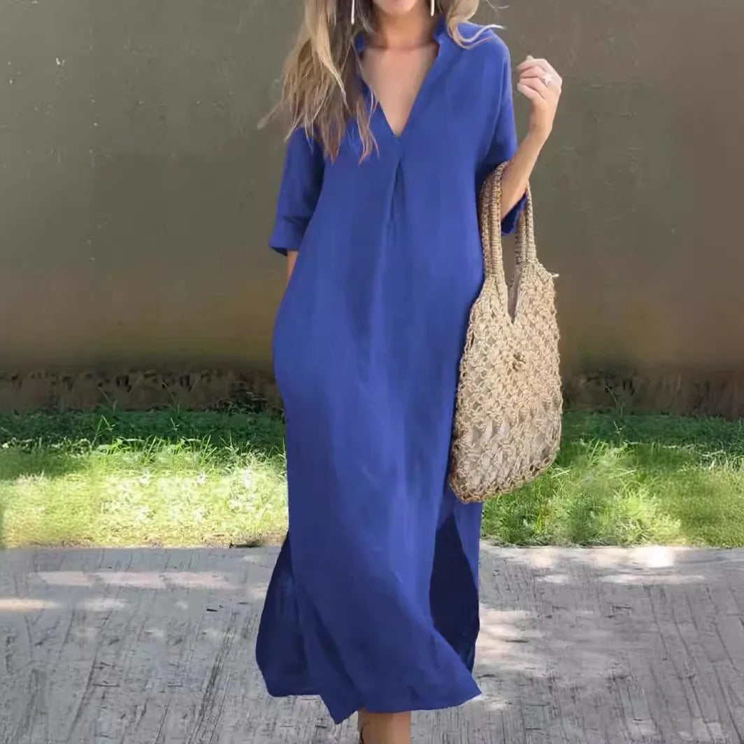 Yvette – Casual V-Neck Midi Dress