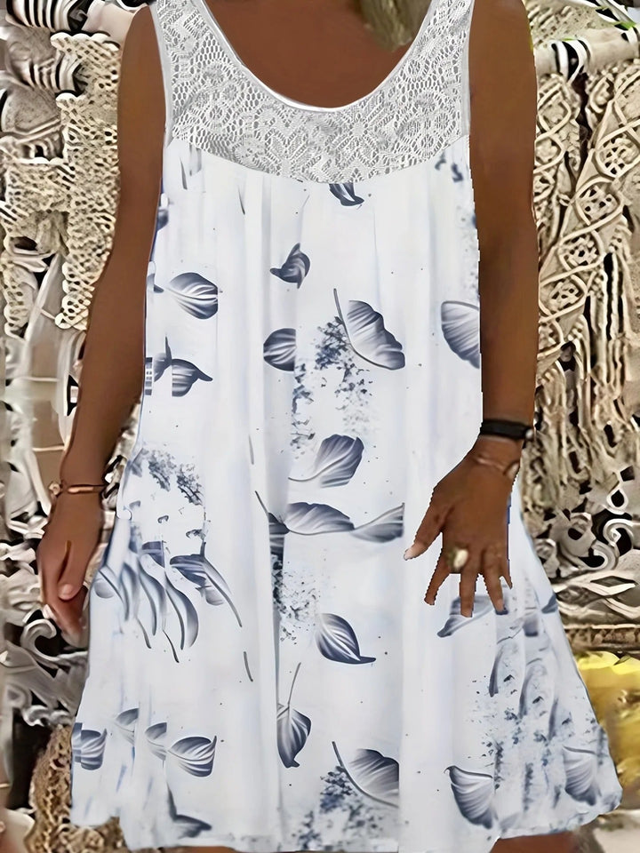 Noreen – Sleeveless Floral Crochet Yoke Dress