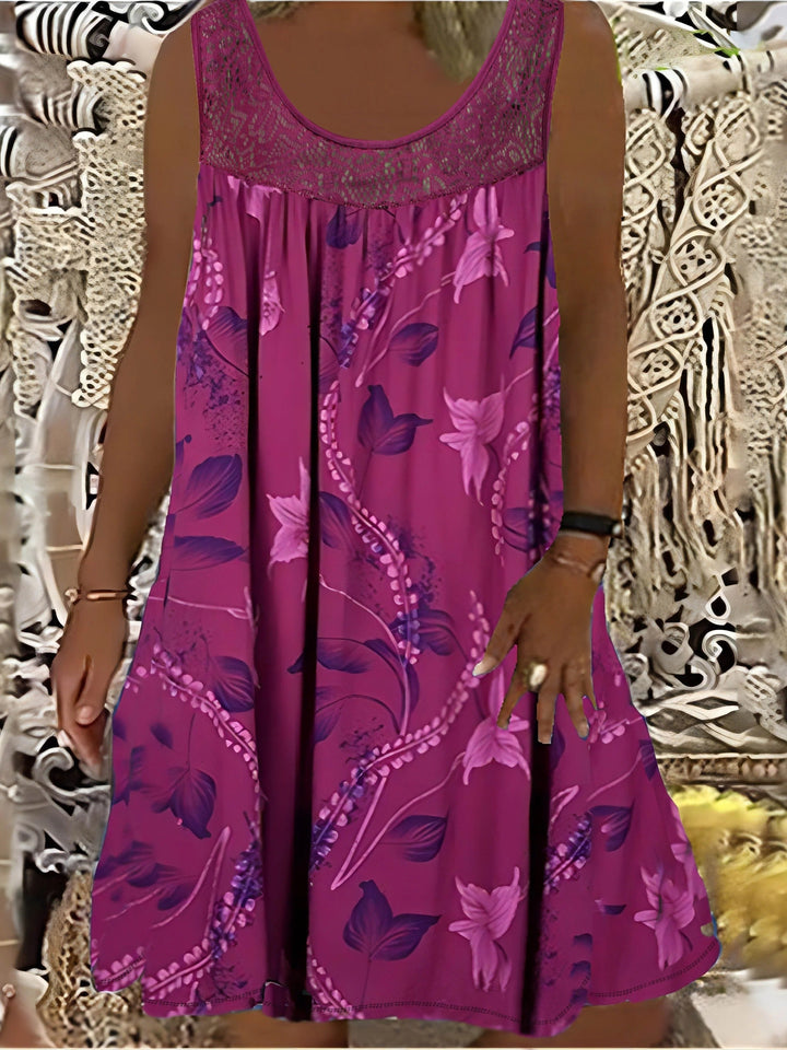 Noreen – Sleeveless Floral Crochet Yoke Dress