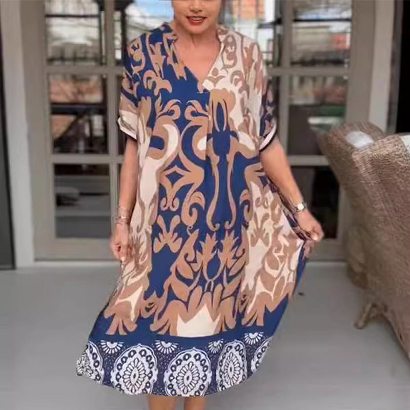 Marcia – Printed V-Neck Midi Dress