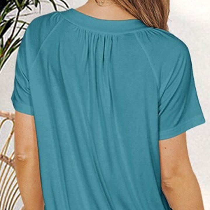 Muriel – Pleated V-Neck Casual Top
