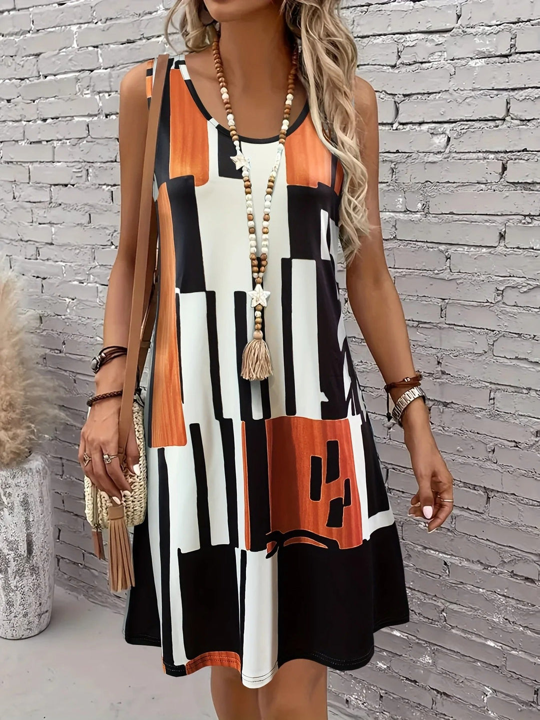 Teresa – Sleeveless Abstract Print Dress