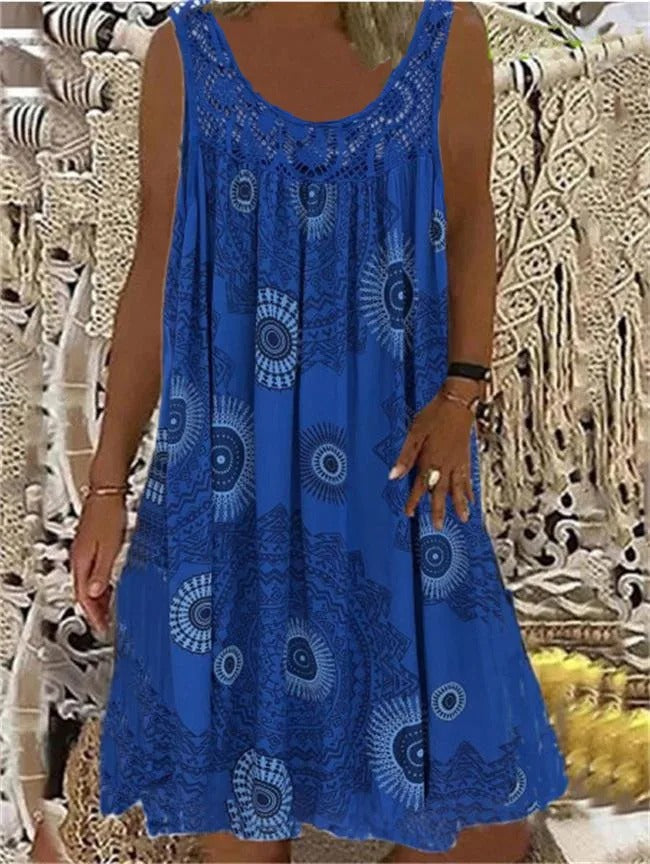 Kathy – Sleeveless Boho Print Dress