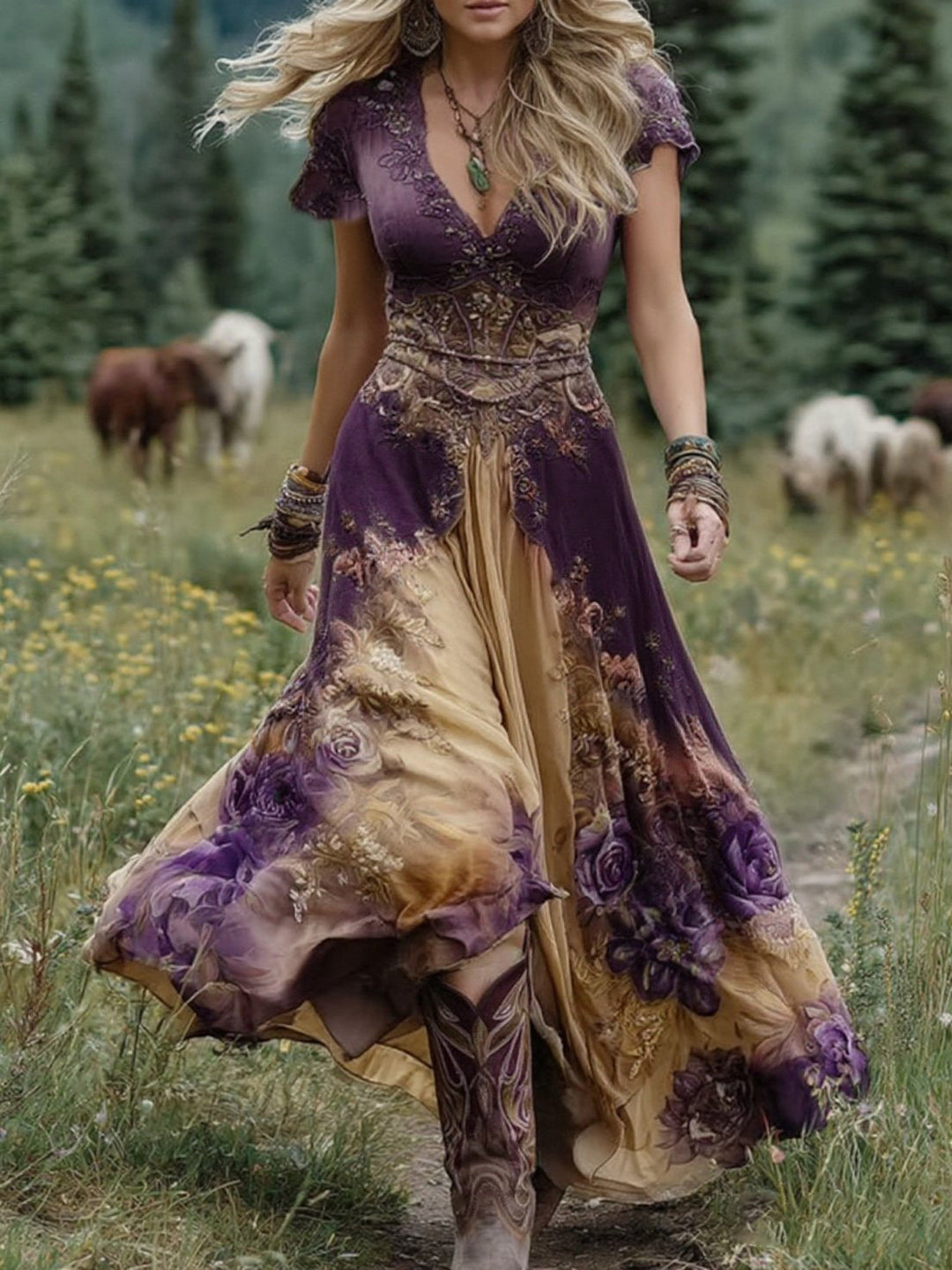 Cherryl - Floral Printed Maxi Dress