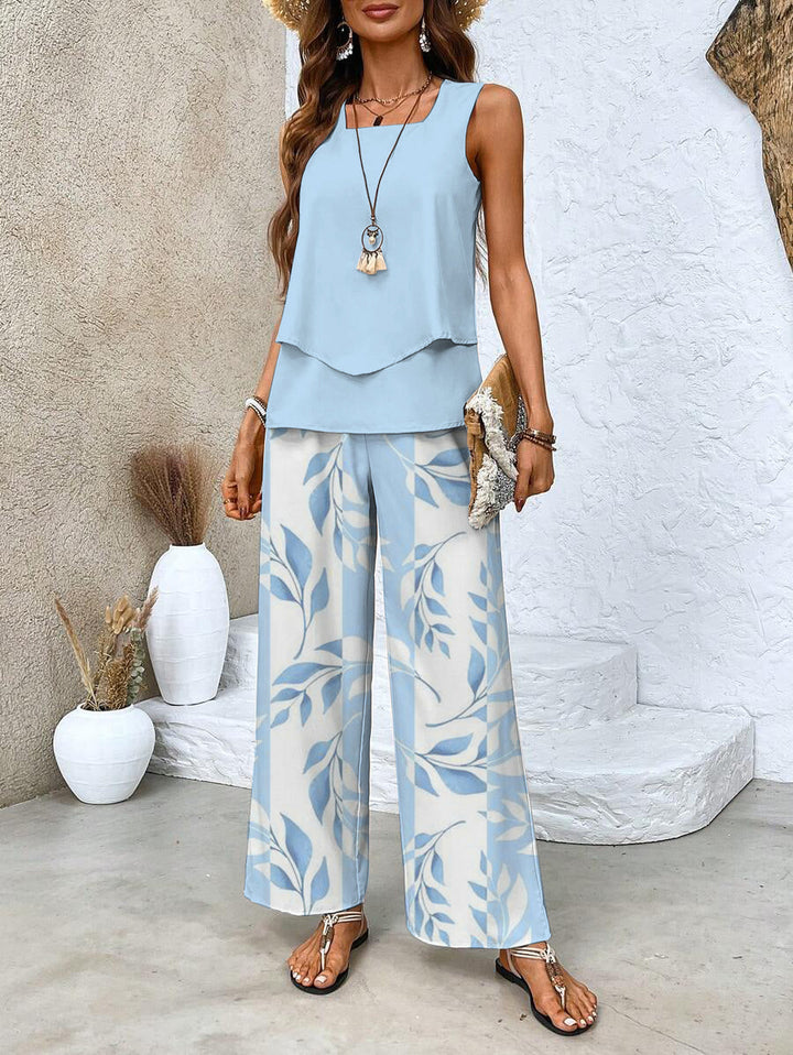 Jade - Chic Summer Set – Sleeveless Top & Wide Leg Pants