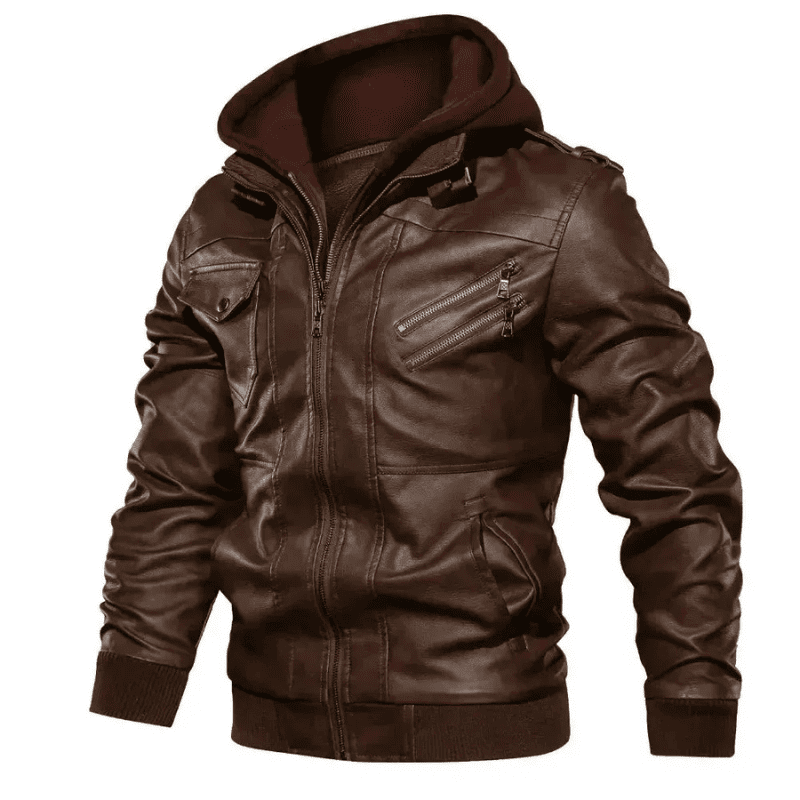 Lorenzo – Leather Jacket with Removable Hood