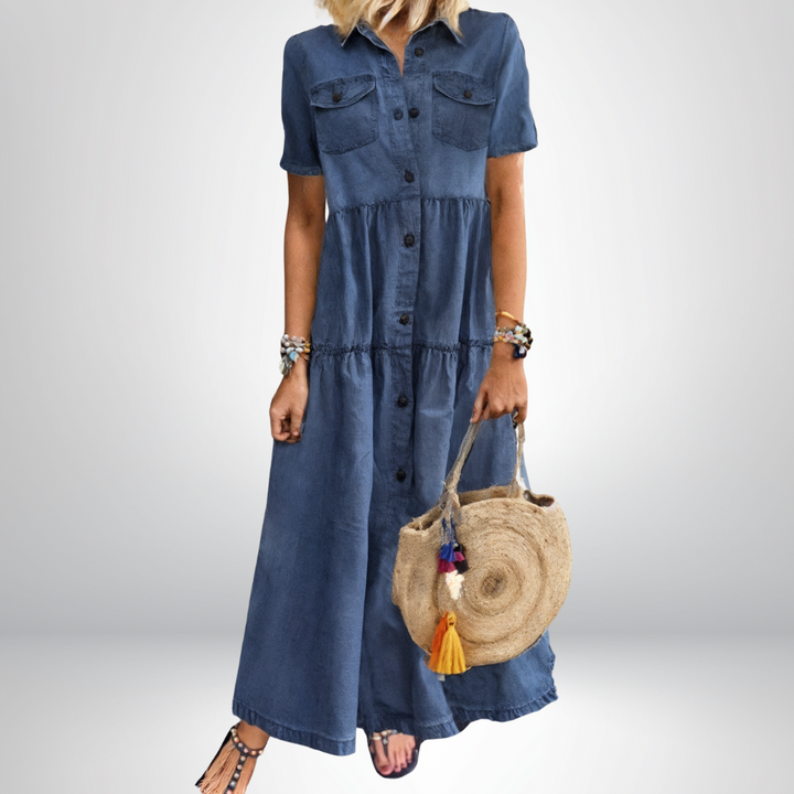 Majken - Soft, Buttoned Denim Dress