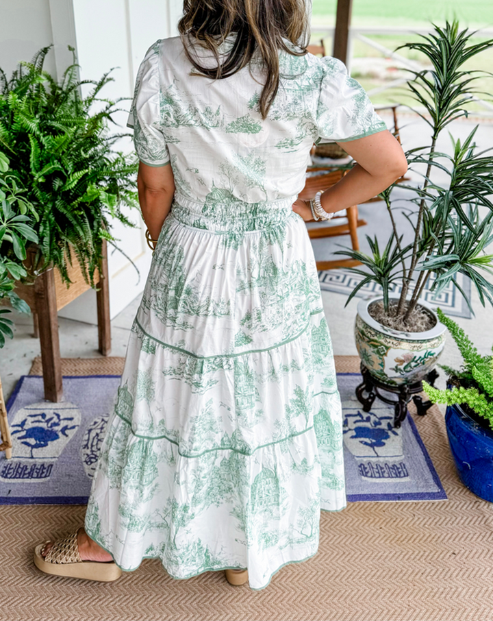Eliza – Classic Toile Maxi Dress