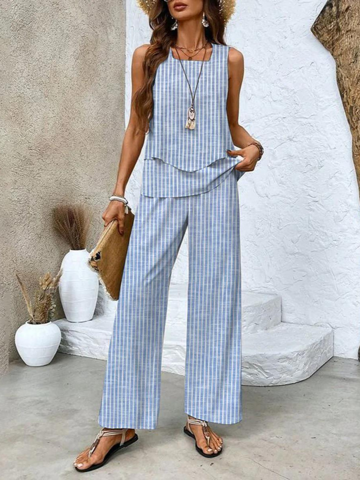 Jade - Chic Summer Set – Sleeveless Top & Wide Leg Pants