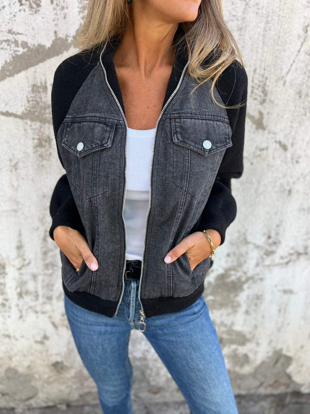Giselle - Denim Fleece Casual Jacket