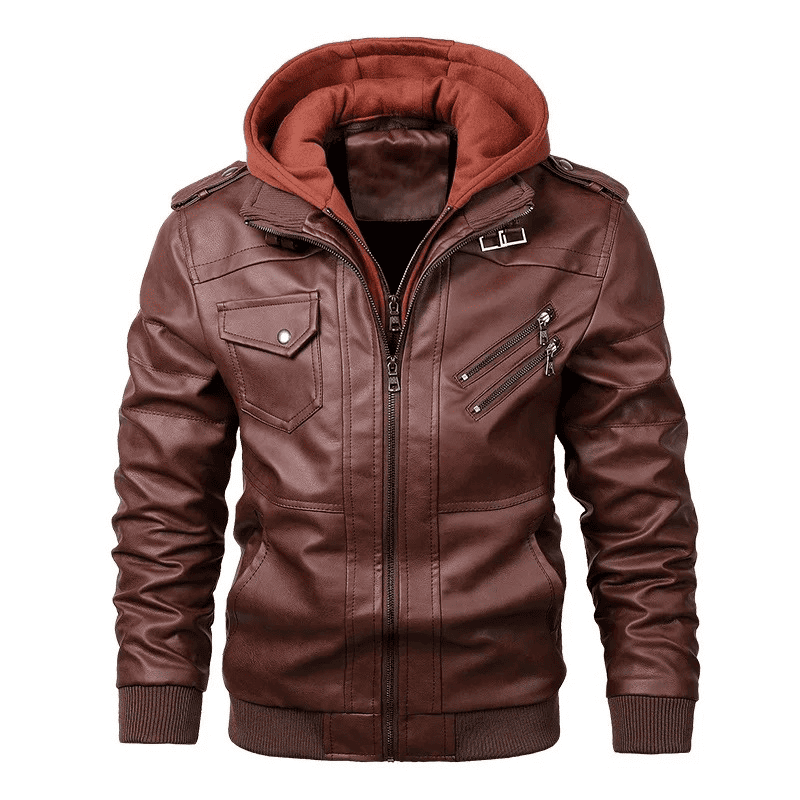 Lorenzo – Leather Jacket with Removable Hood