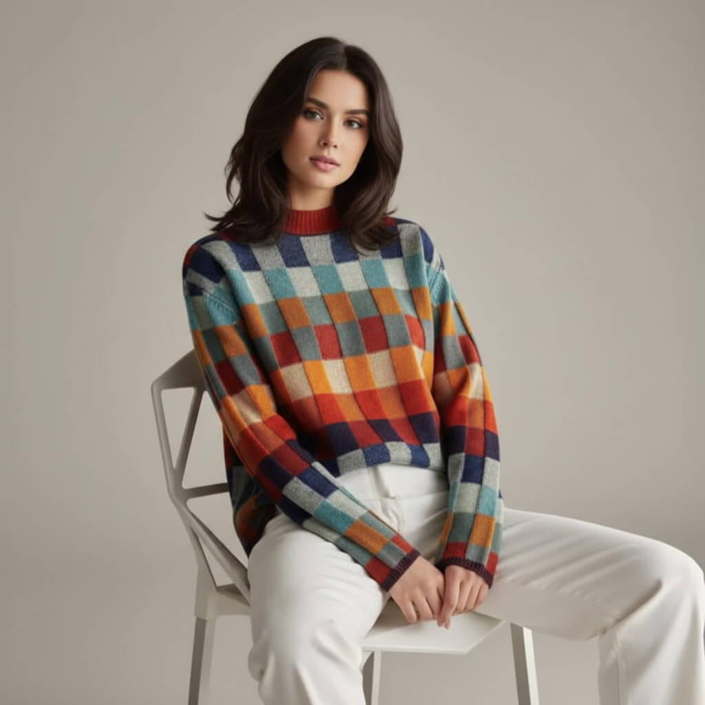Ellie – Checkered Merino Sweater