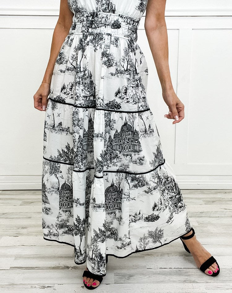 Eliza – Classic Toile Maxi Dress