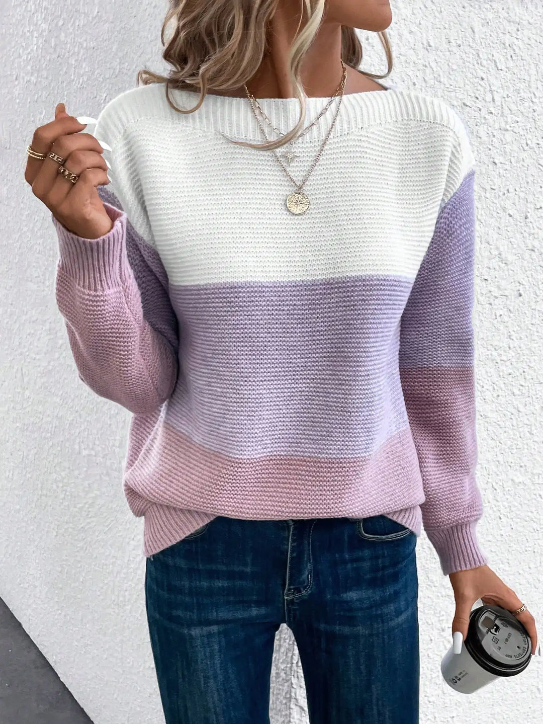 Carryle – Elegant three-color patchwork sweater