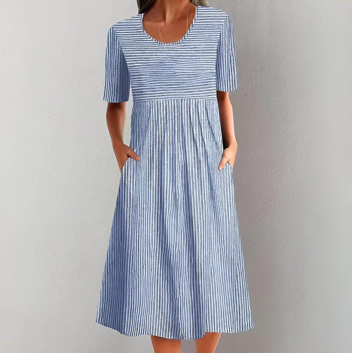 Selena – Elegant Striped Midi Dress