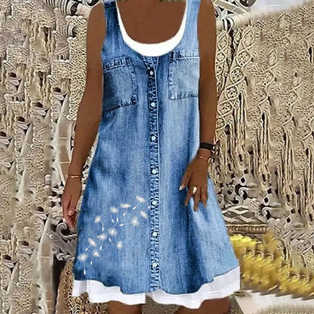Viola - Soft and Elegant Denim Dress
