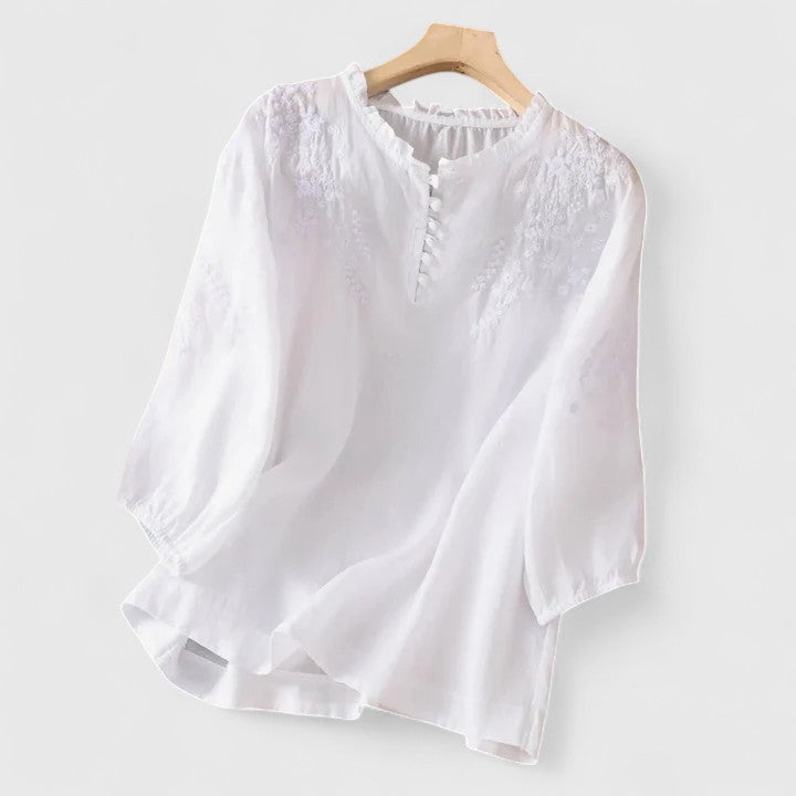 Vasilene - Elegant Button-Front Blouse