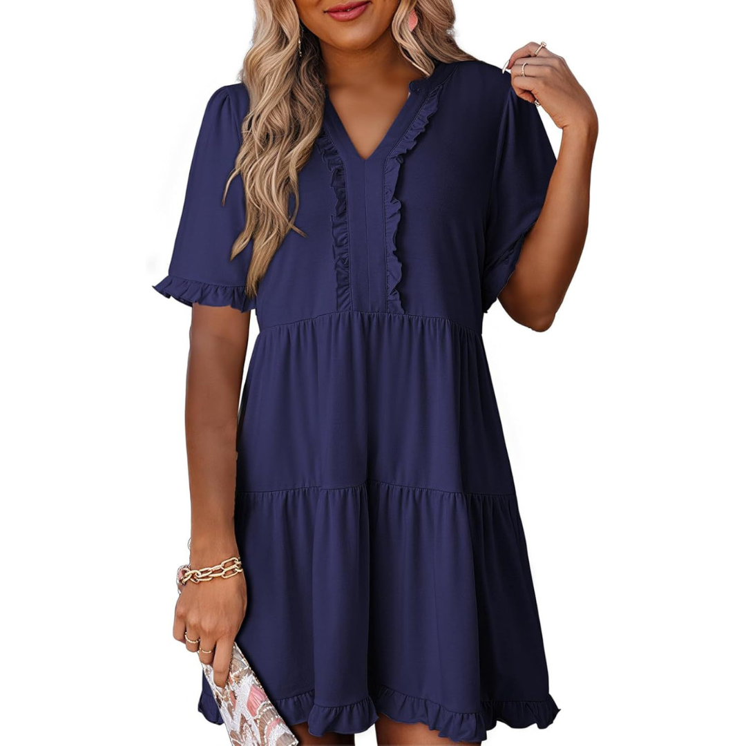 Shaila – Casual V-Neck Mini Dress