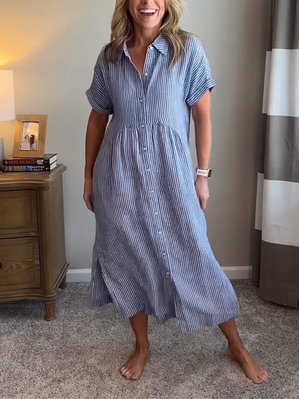 Malina – Striped Shirt Dress with Pockets