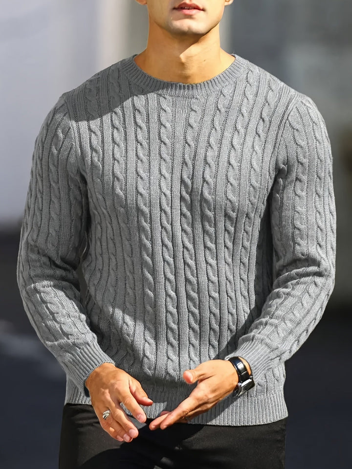 Maximilian – Crew Neck Cable Knit Sweater