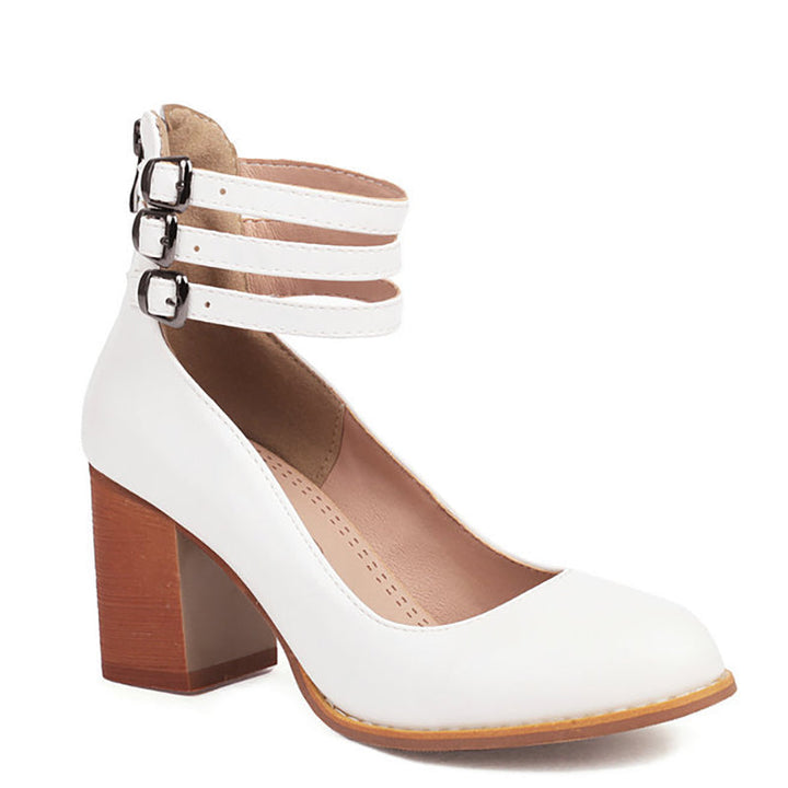 Casilda | Smooth Sandals with Ankle Strap and Thick Sole