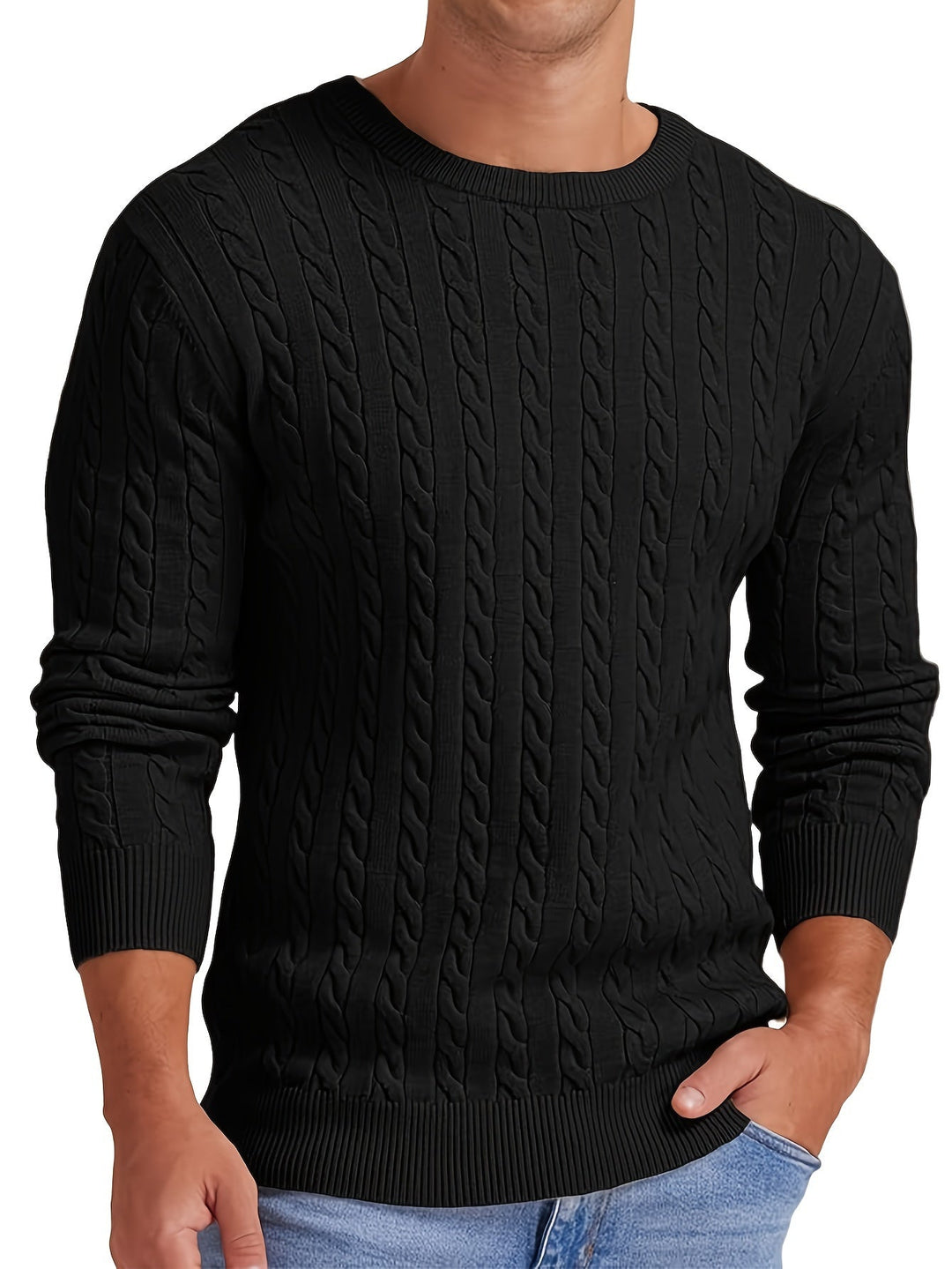 Maximilian – Crew Neck Cable Knit Sweater