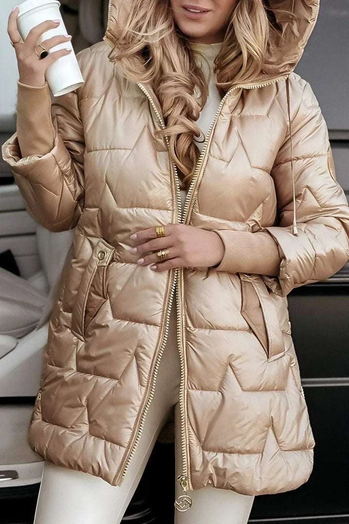 Sue – Elegant winter coat with hood and padding