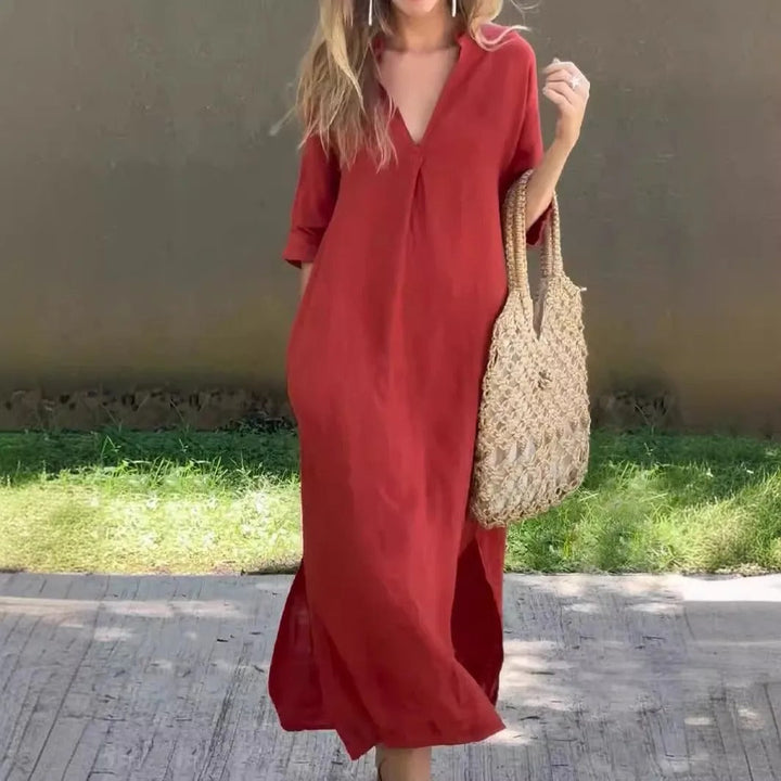 Yvette – Casual V-Neck Midi Dress