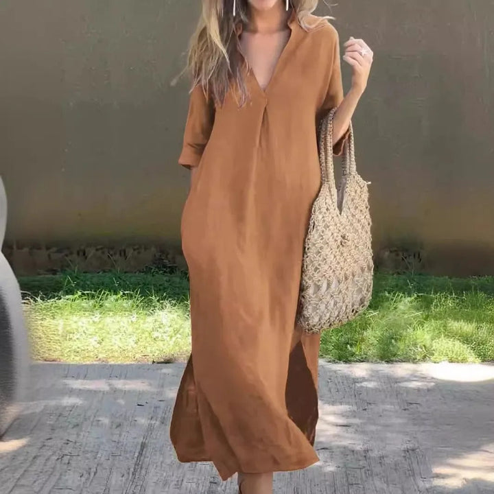 Yvette – Casual V-Neck Midi Dress