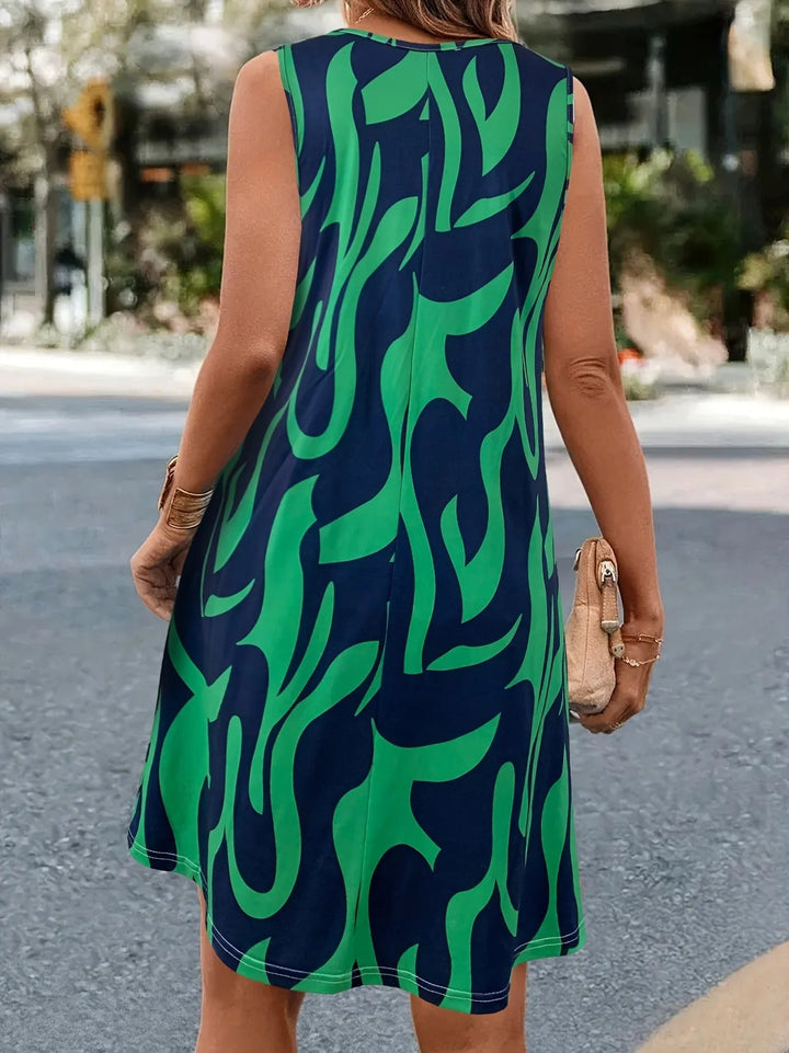 Clarissa – Sleeveless Abstract Print Dress