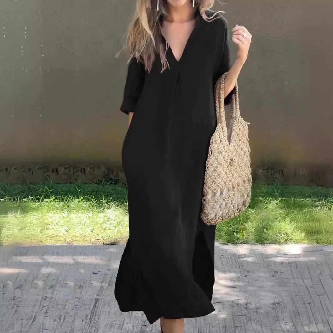 Yvette – Casual V-Neck Midi Dress