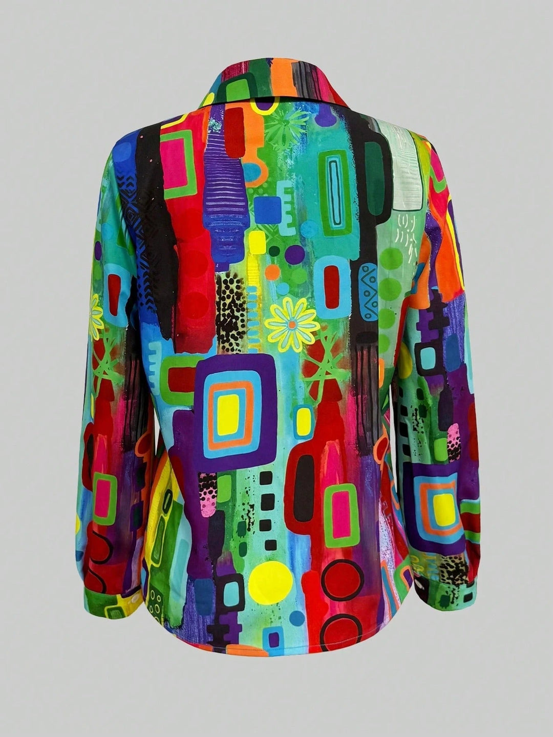 Talia – Colorful Print Button-Up Blouse